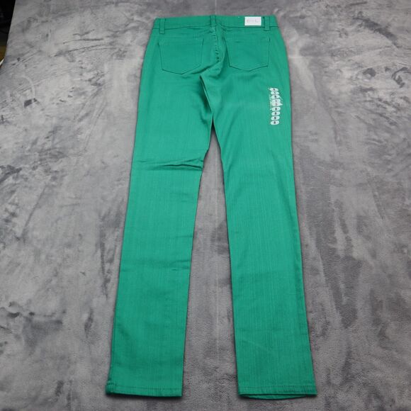 E Line Pants Womens 5 Green Flat Front Button Pocket Mid Rise Straight Jeans - Picture 9 of 16